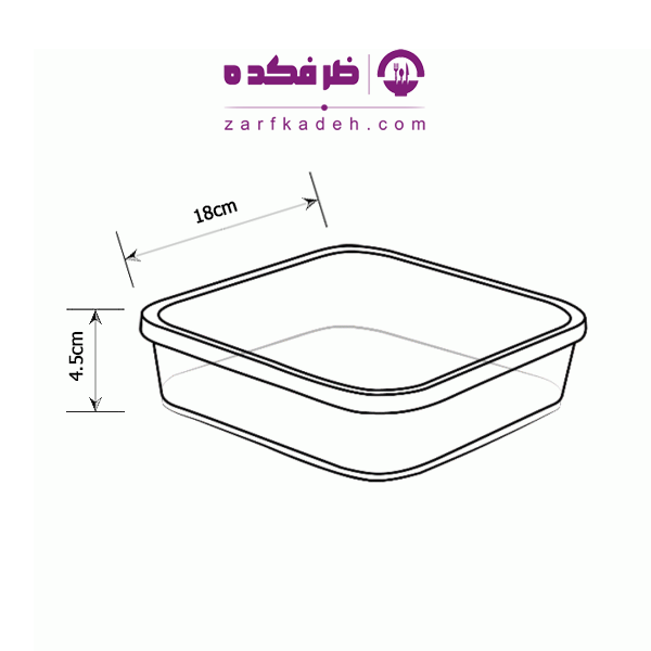 ظرف دسری یکبار مصرف رز 1000 نقشه ابعاد ظرف دسری یکبار مصرف رز ۱۰۰۰ سیسی درب دار شفاف