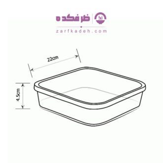 نقشه ابعاد ظرف دسری یکبار مصرف رز ۱۵۰۰ سی‌سی با درب