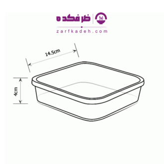 نقشه ابعاد ظرف دسری یکبار مصرف رز ۵۰۰ سی‌سی درب دار شفاف