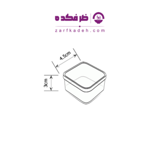 نقشه ابعادی ظرف کوچک دسری یک‌بار مصرف رز مدل 35cc