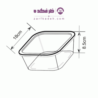 نقشه ابعادی ظرف بزرگ دسری یک‌بار مصرف مارال مدل 2000cc